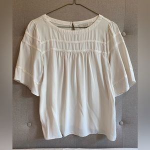 Classic style cream colored blouse with ribbon stitched detail from LOFT!